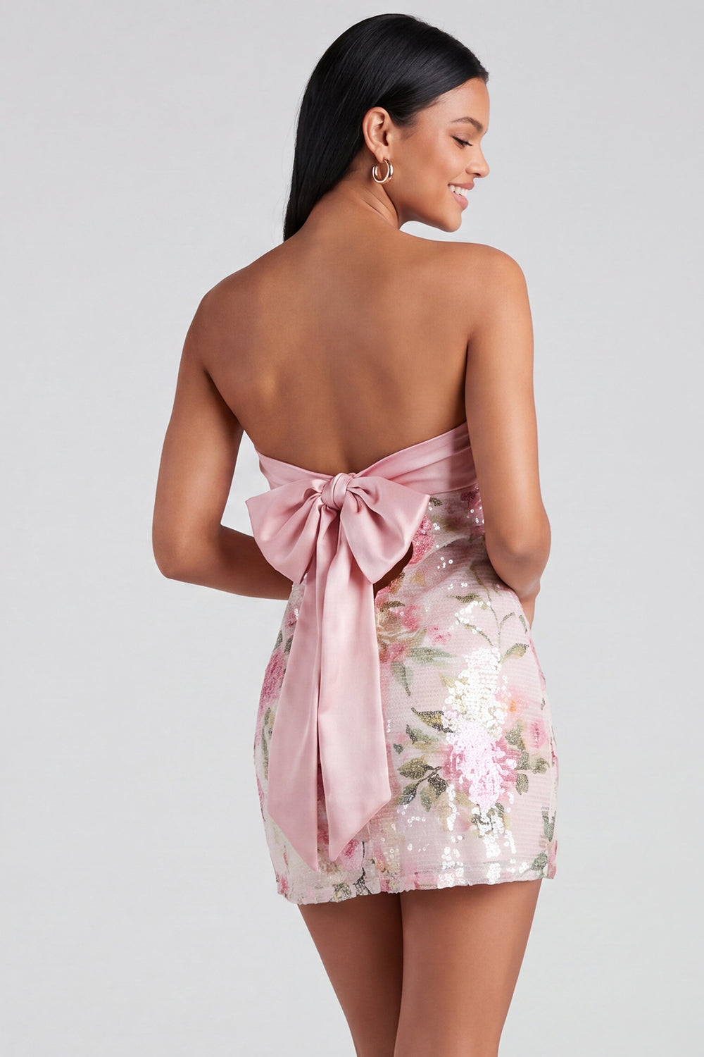 Sequin strapless fitted mini dress - view 4
