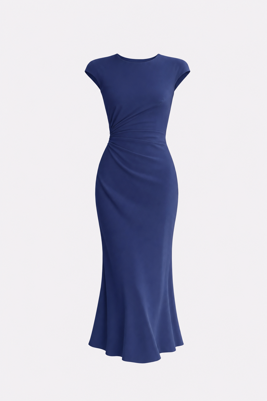 Satin ruched midi dress with cap sleeves - view 11