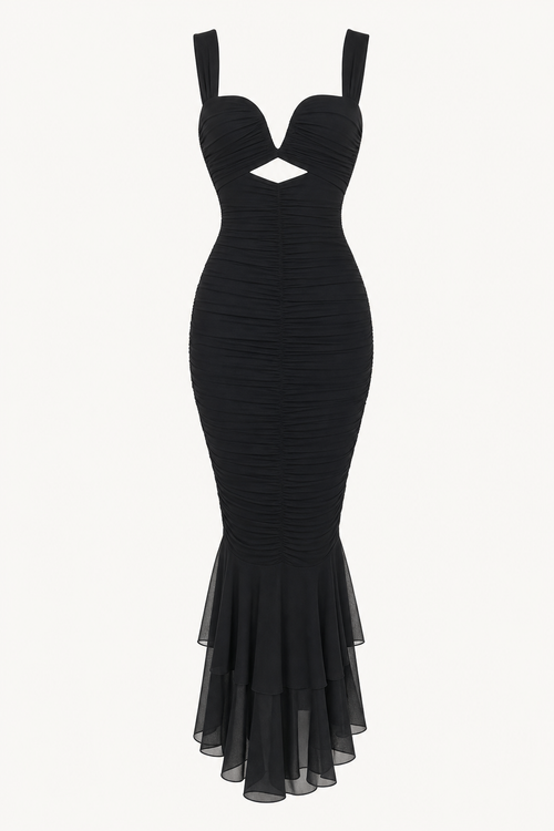 Pleated High Waist Mermaid Dress