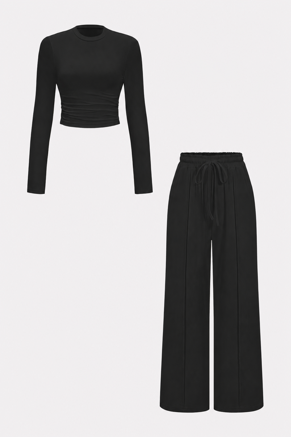 Ruched jersey top and wide-leg trouser set - view 7