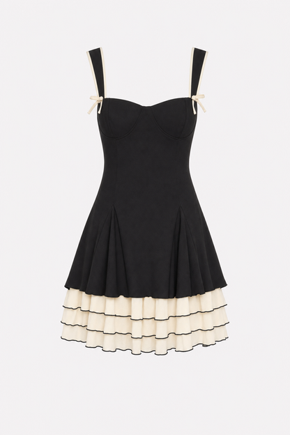 Black Sweetheart Neck Knit Mini Dress