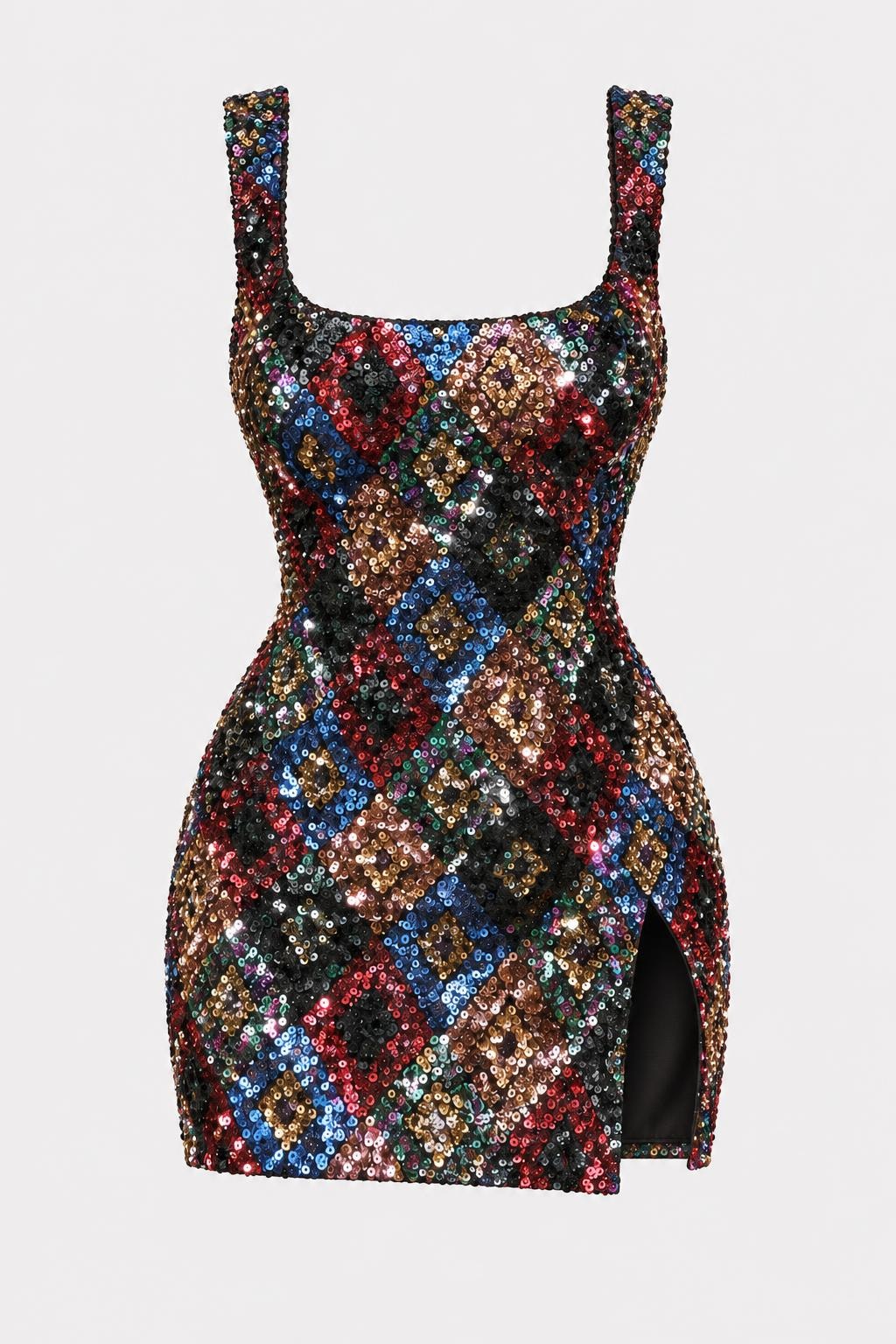 Chic Sequin Mini Dress With Thigh Slit - 1