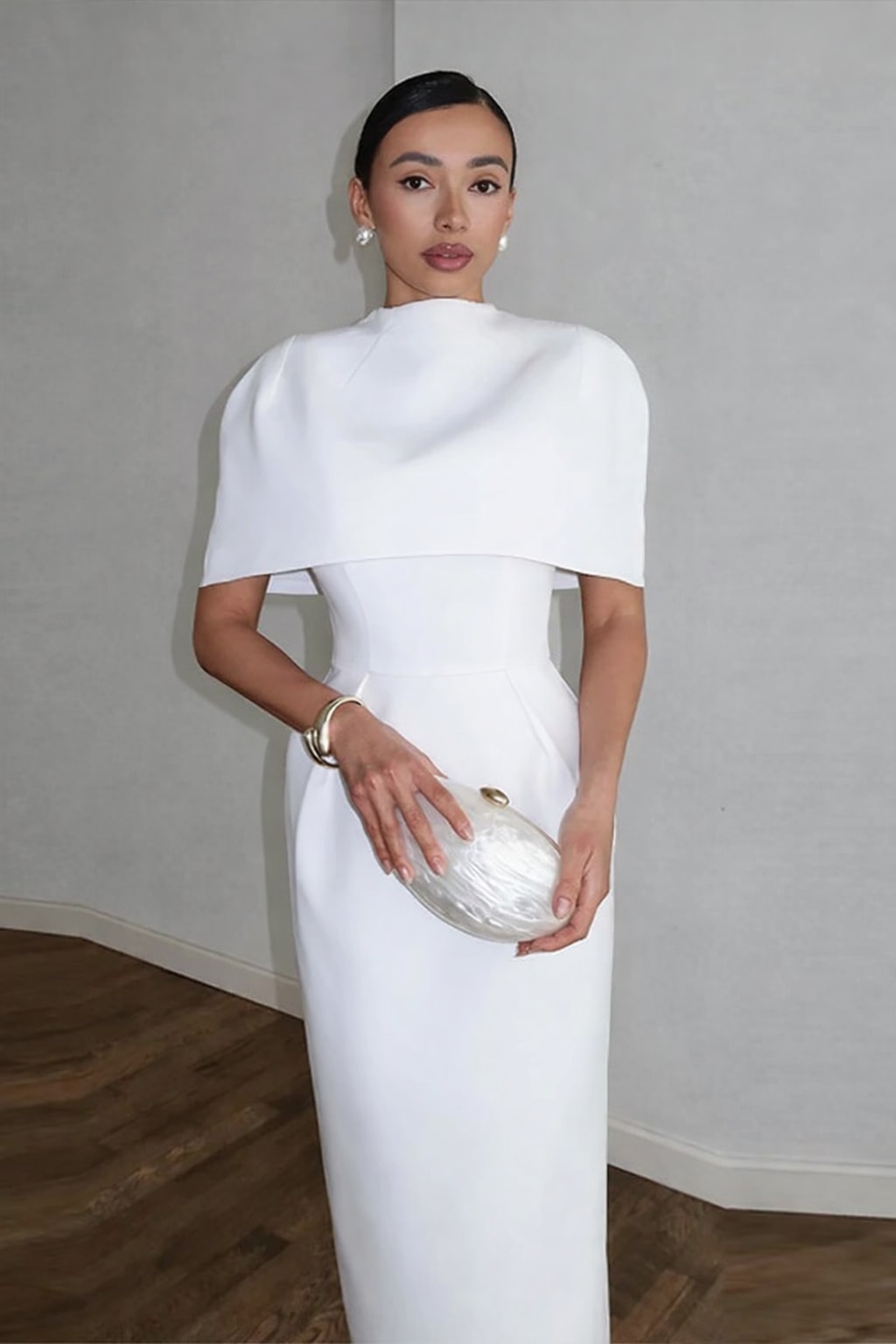 Synthetic Fiber Shawl Dress Set With Slim Waist - 4