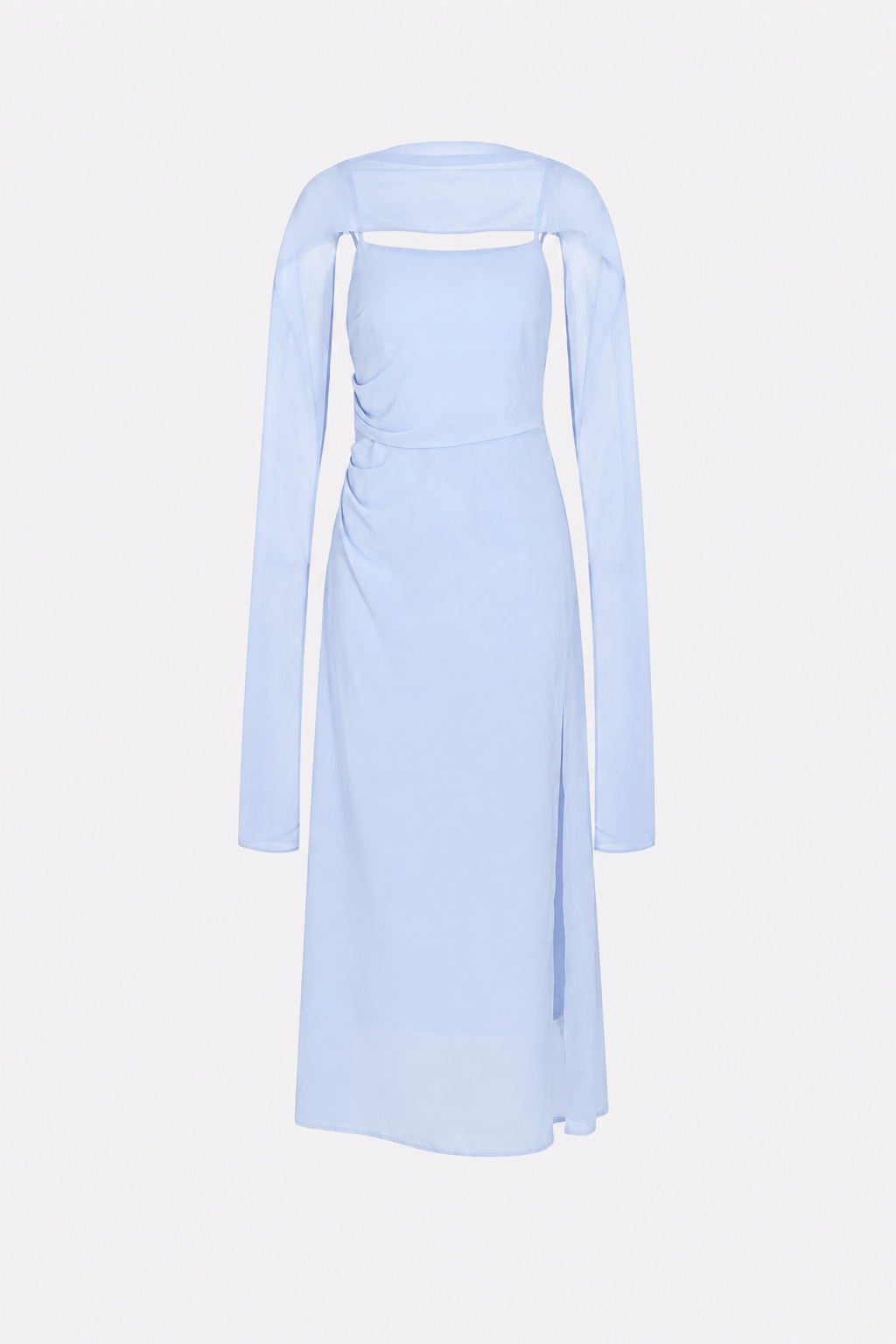 Blue Cowl Neck Chiffon Maxi Dress, Tie Back