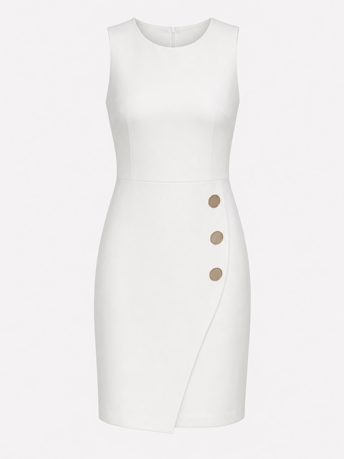 Chic Polyester Button-Front Pencil Mini Dress - 1