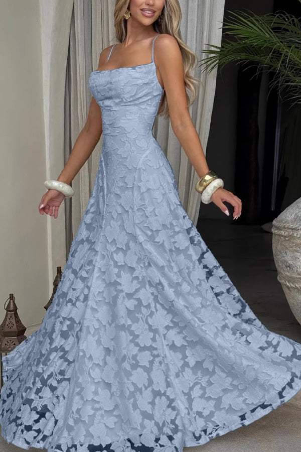 Floral Burnout Jersey Maxi Dress, Lace-Up Back - view 15