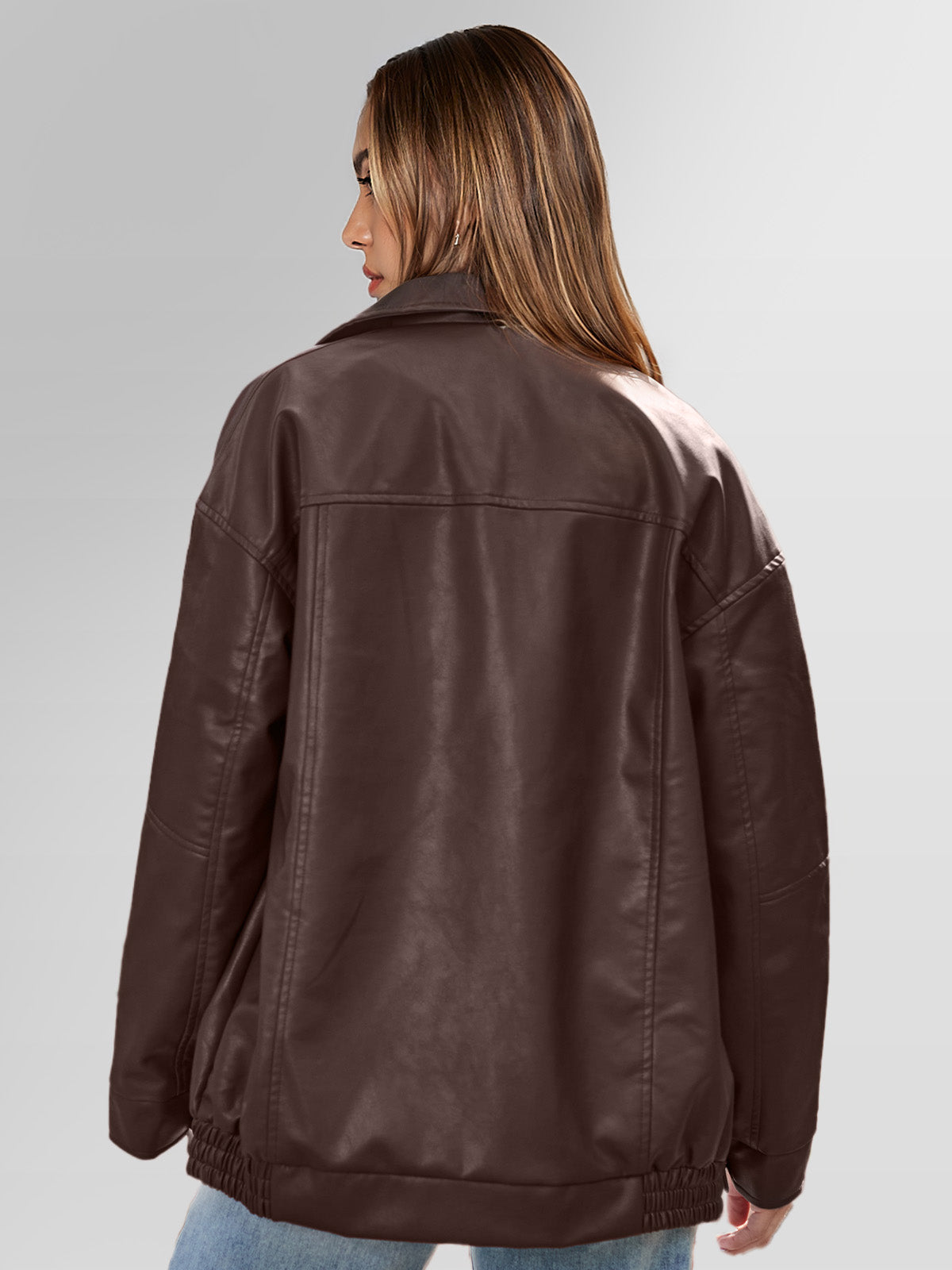 Oversized Leather Biker Jacket - view 6