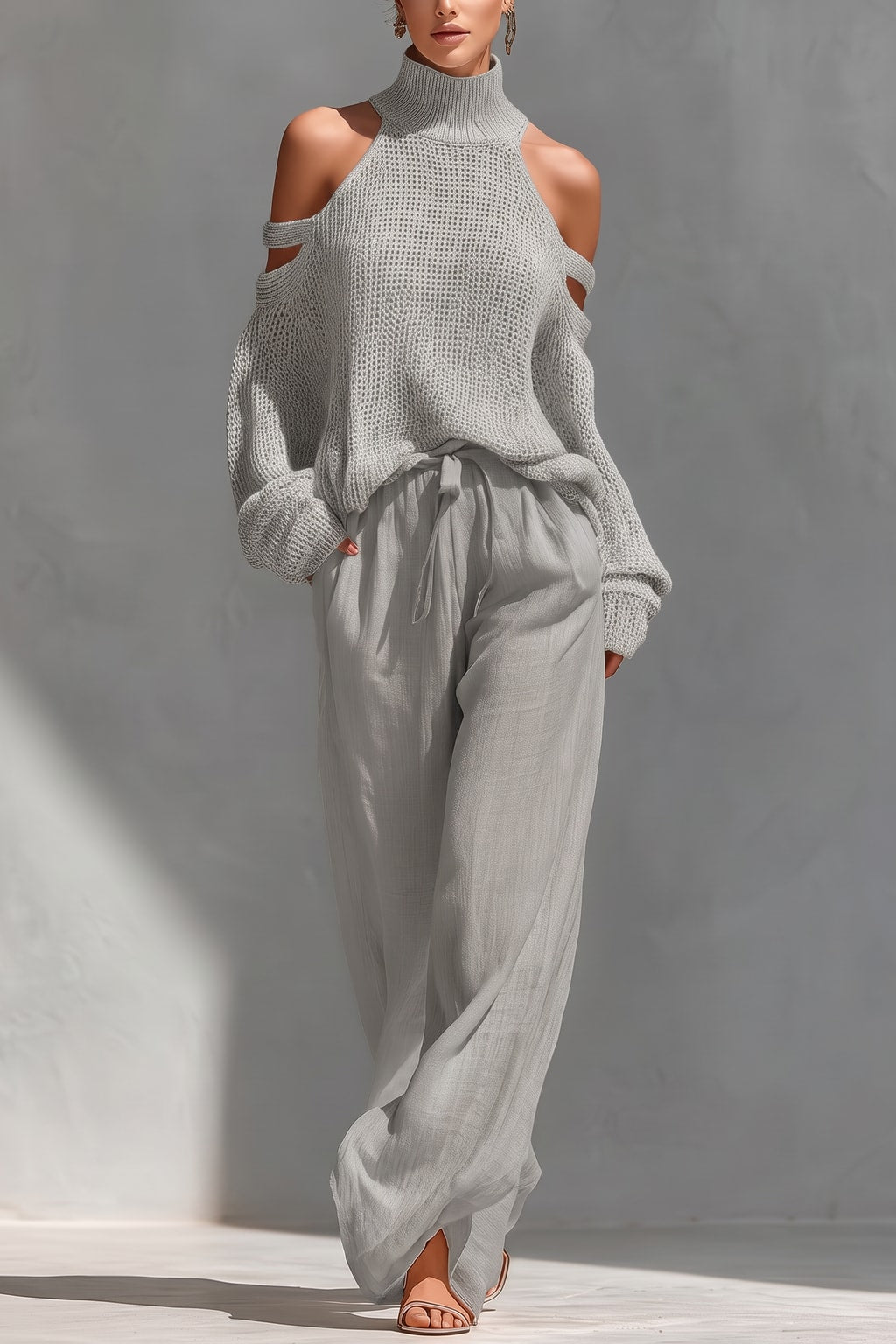 Open-Knit Linen Two-Piece Set Wide-Leg - 4