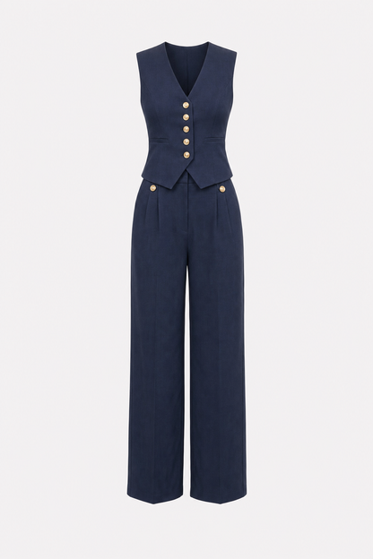 Cropped Vest and Wide-Leg Trouser Set - view 5