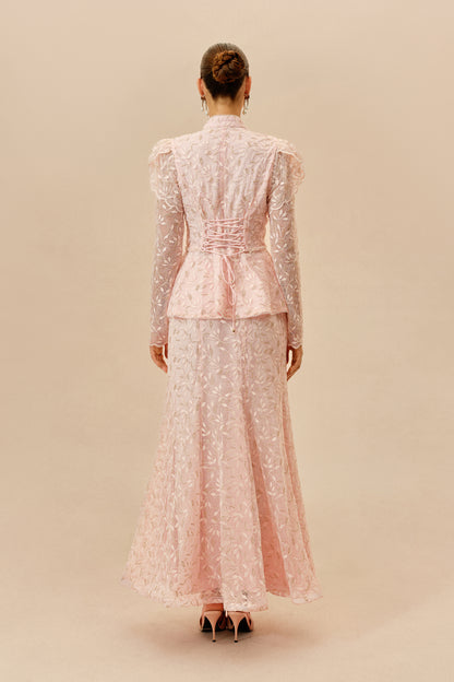 Lace Ruffle Top and Mermaid Maxi Skirt Set - view 4