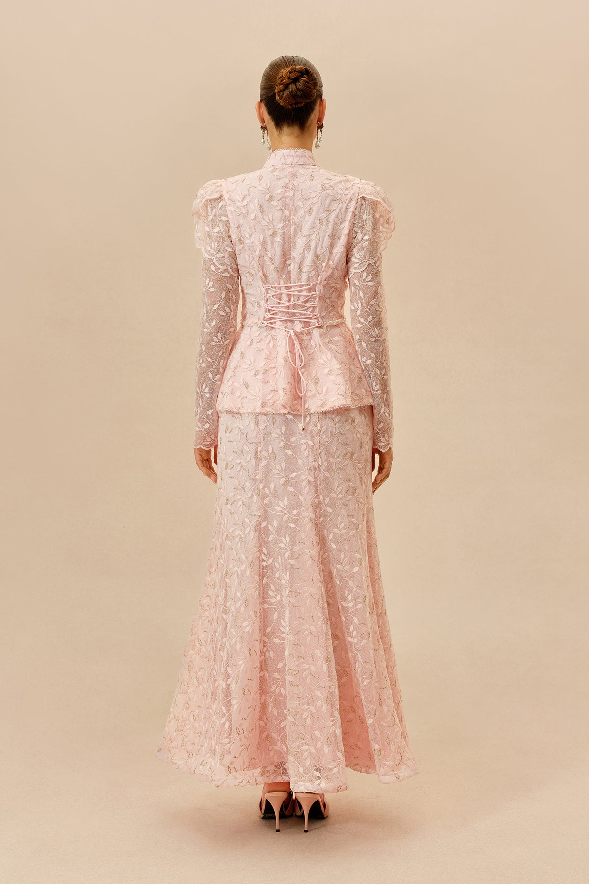 Pink Lace Ruffle Top and Mermaid Skirt Set - view 4