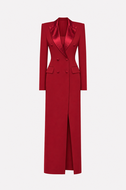 Satin double-breasted pencil blazer dress - view 6
