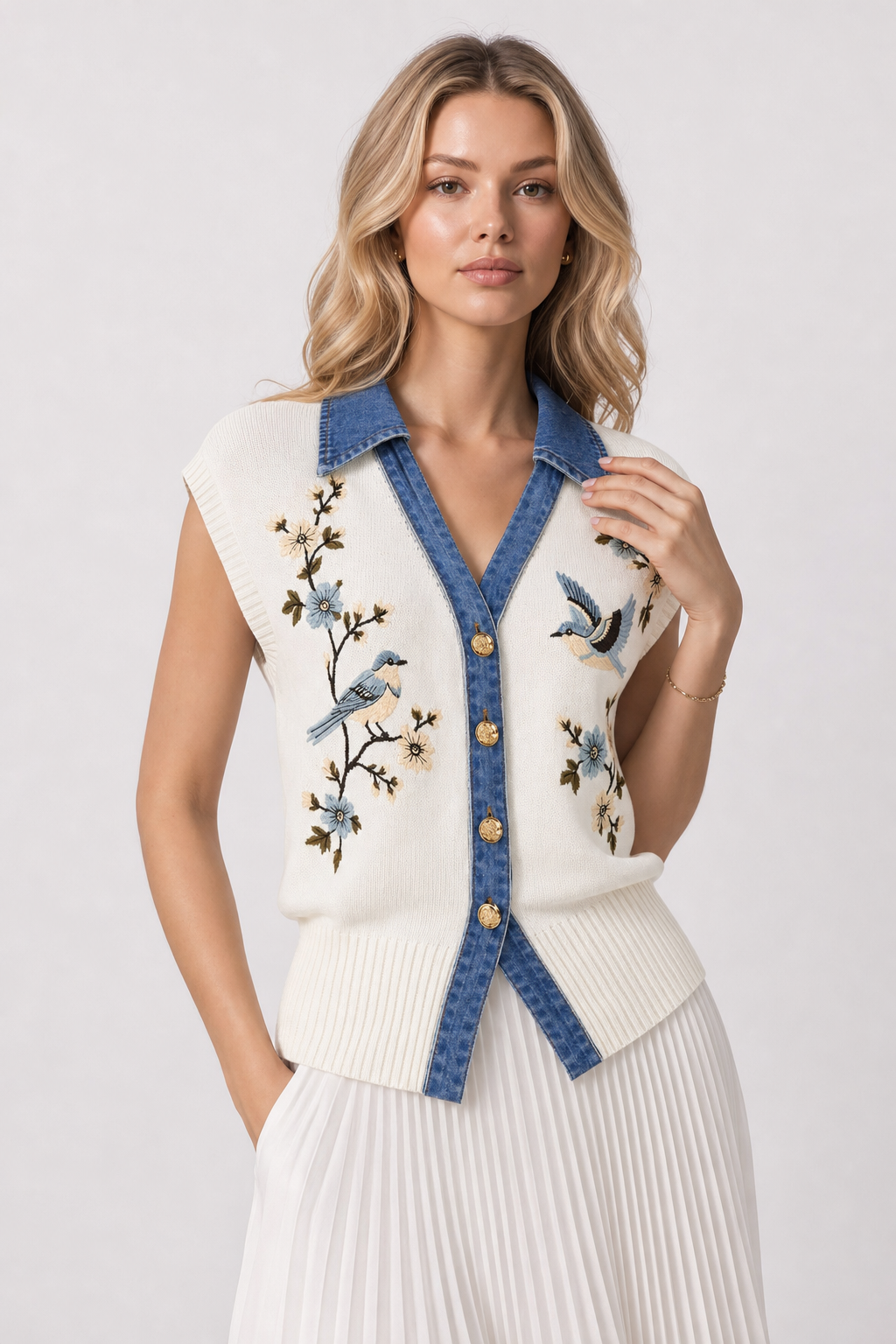 Off-White Denim Collar Knit Vest - view 3