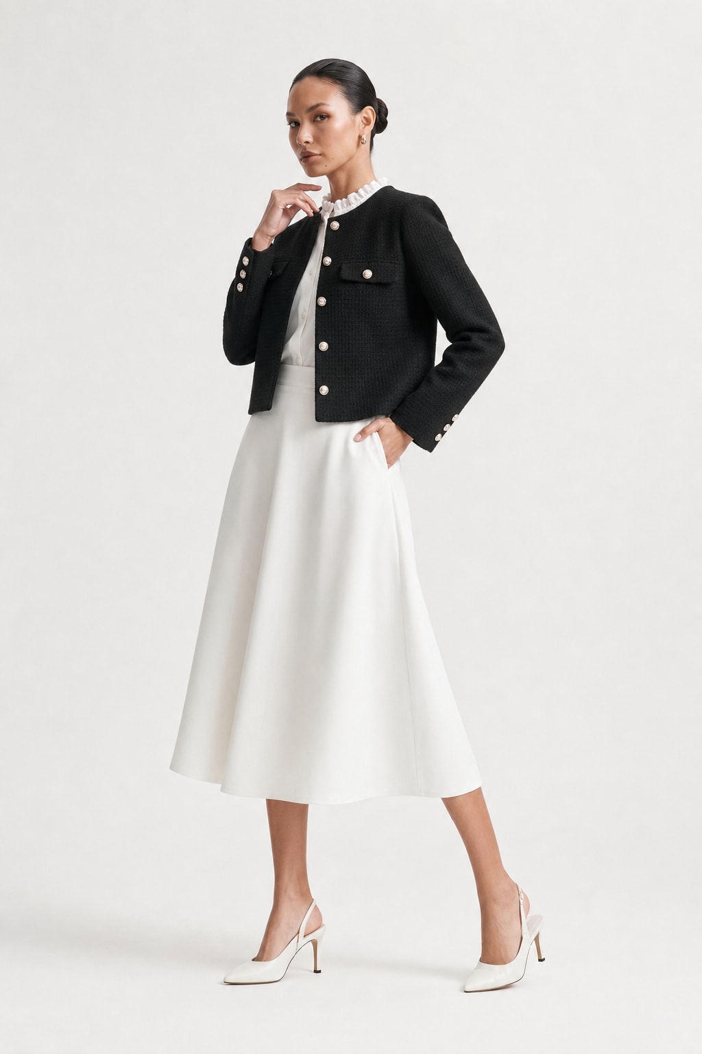 Black Stretch-Knit Cardigan With Tailored Fit - 3