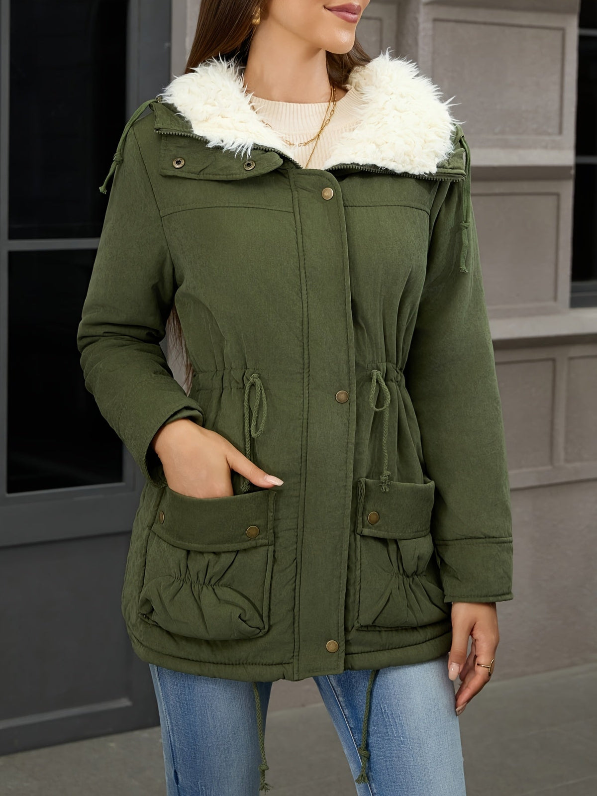 Fleece Lined Hooded Winter Parka, Mid-Length - view 5