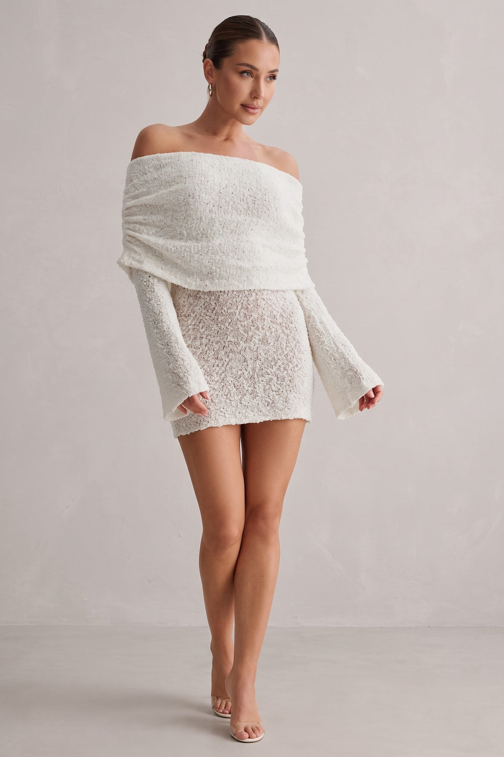 Knit Off-Shoulder Mini Dress - 7