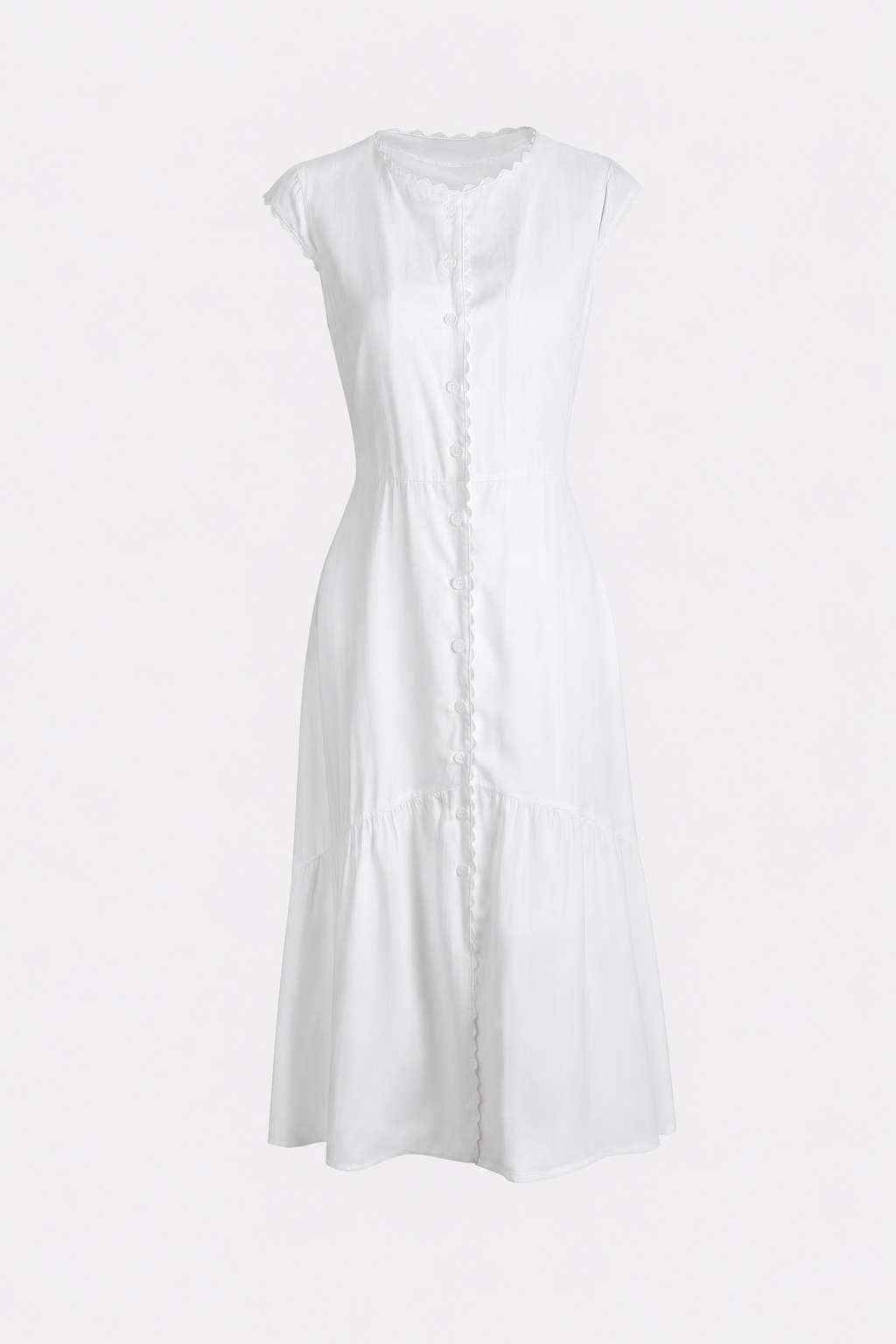 Lapel V-Neck Midi Dress With Ruffle Hem