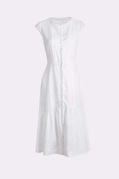 Lapel V-Neck Midi Dress With Ruffle Hem