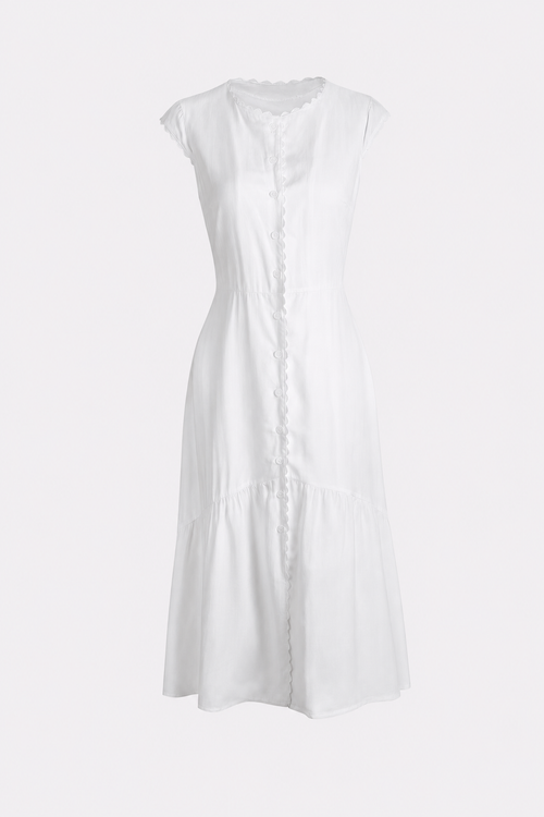 Lapel V-Neck Midi Dress With Ruffle Hem