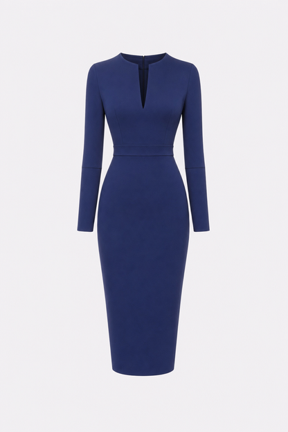 Satin pencil dress with back slit - view 10