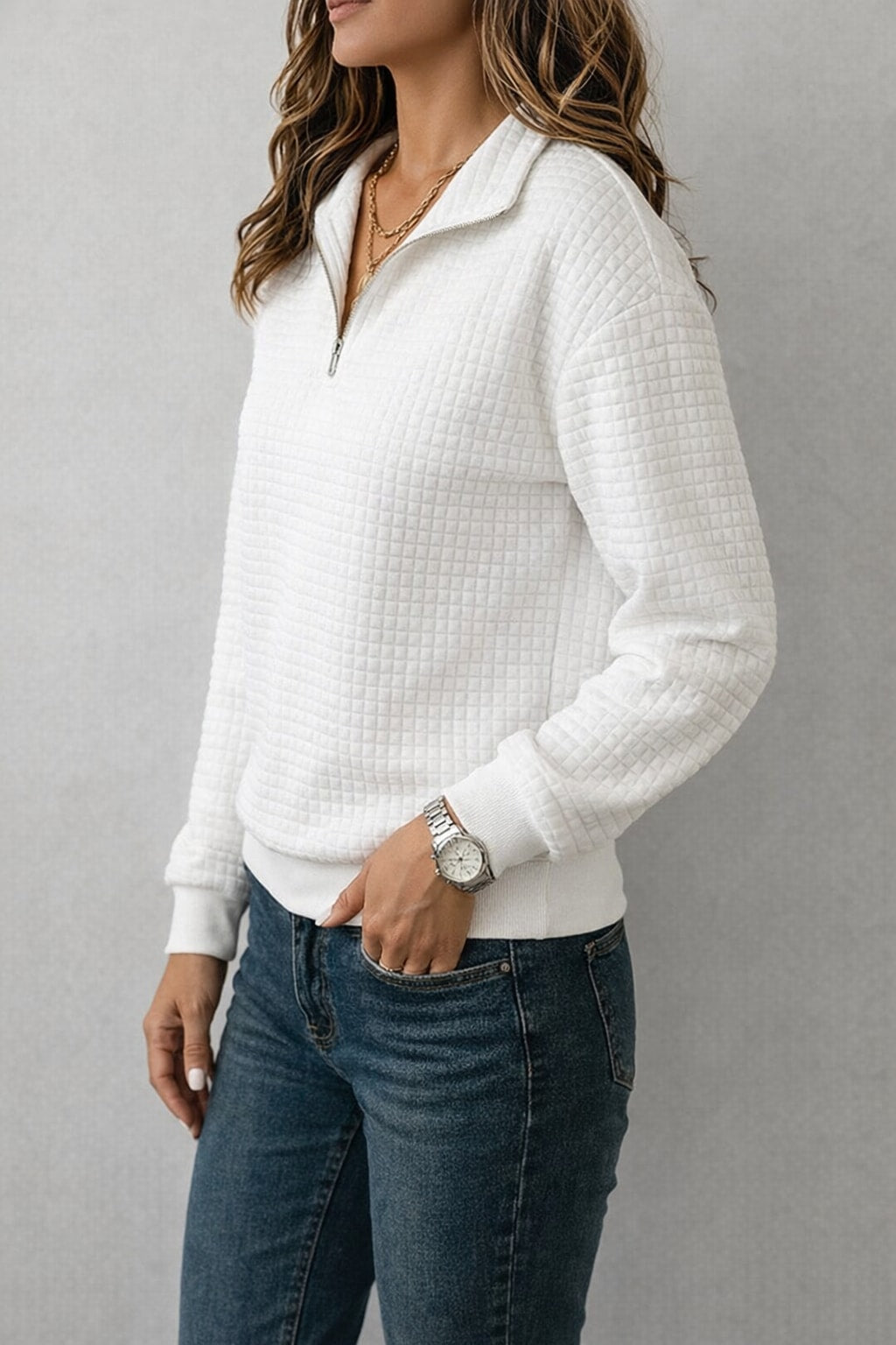 Cozy Pullover with Stand Collar - 4