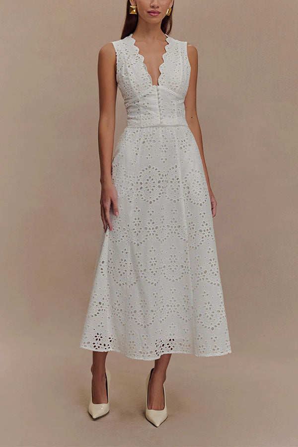 Lace V-Neck Two-Piece Midi Set - view 6