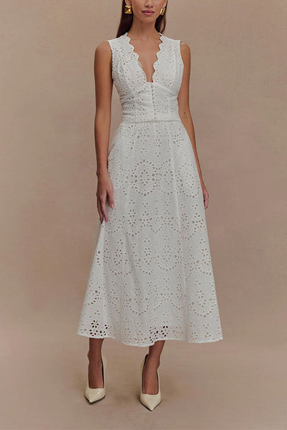Lace V-Neck Two-Piece Midi Set - view 6