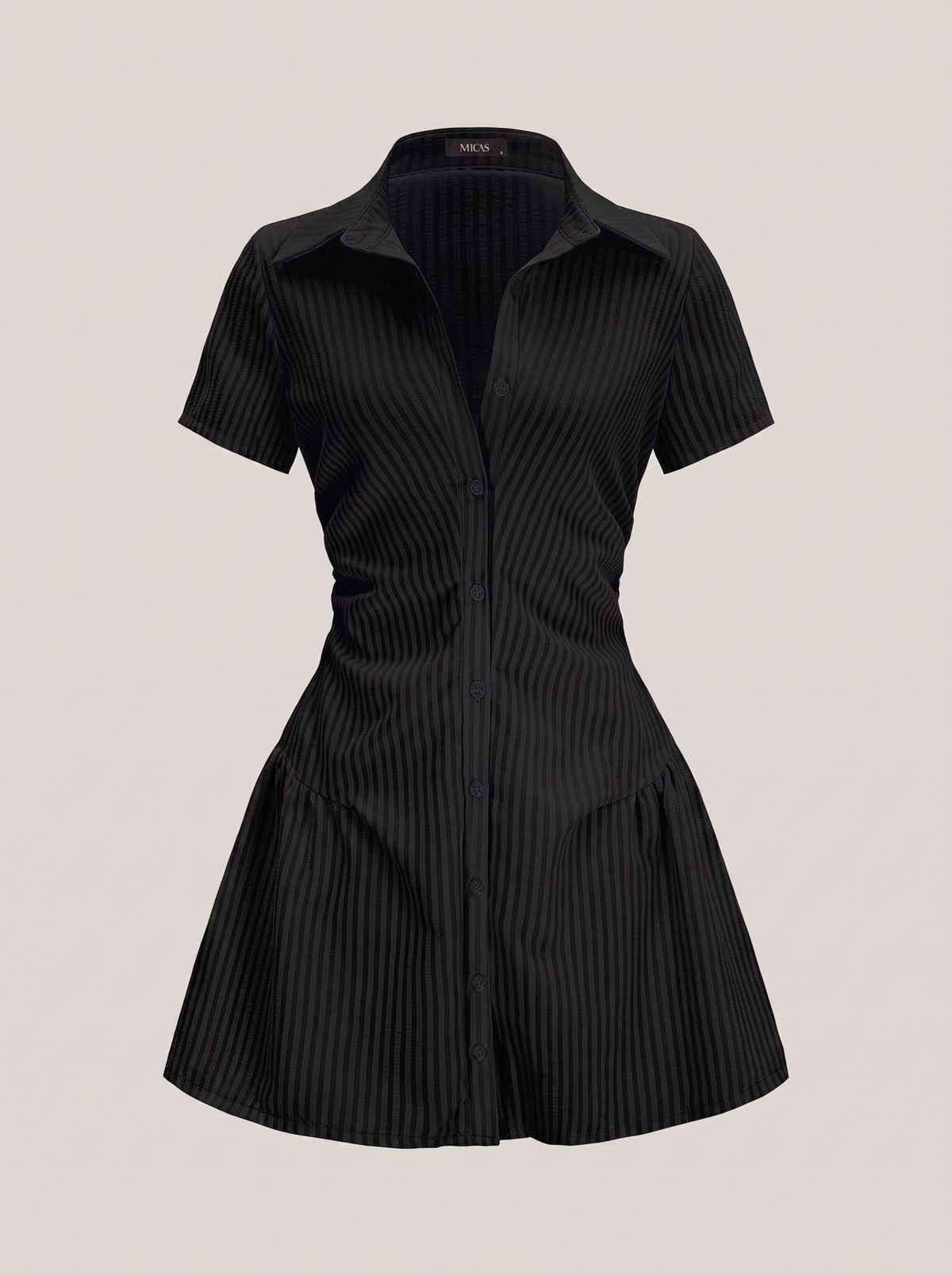 Striped V-Neck Short Sleeve Mini Dress - view 9