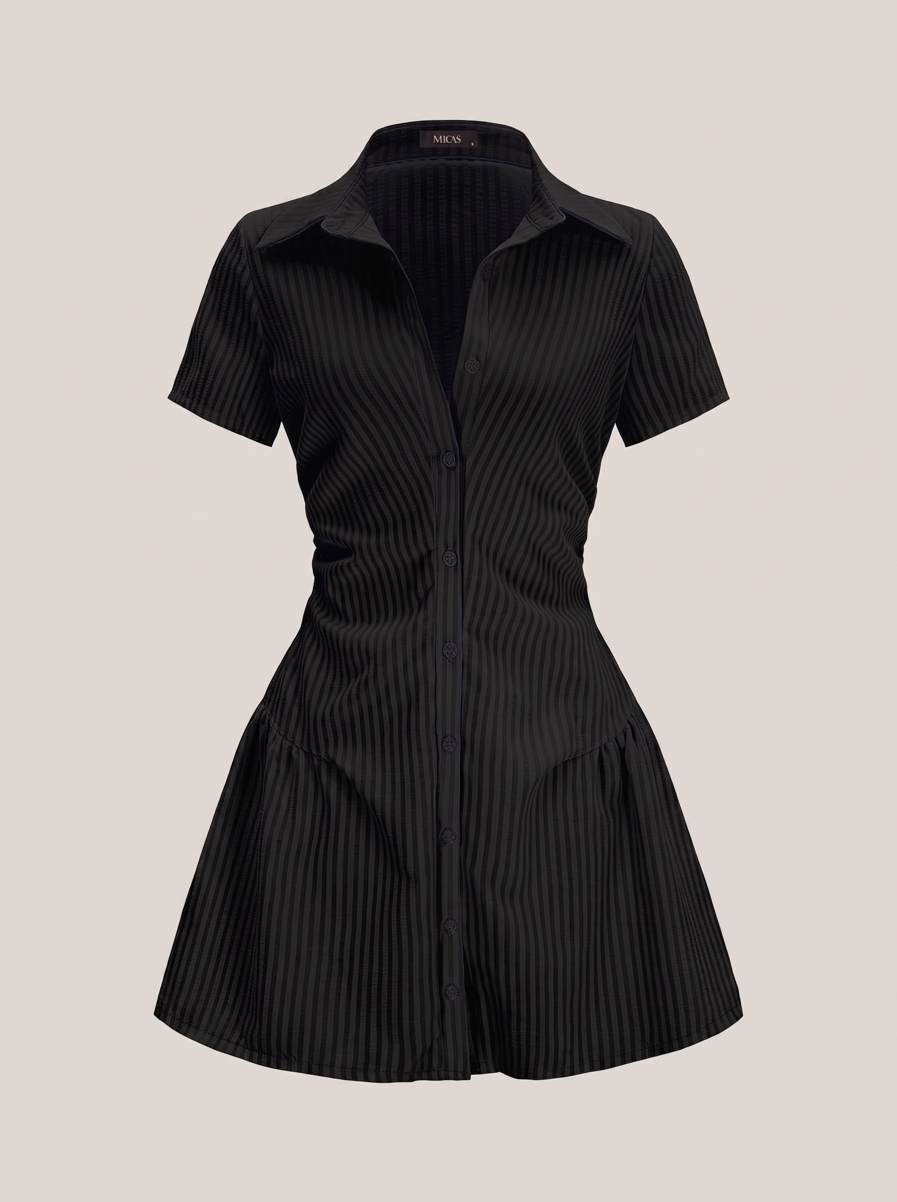 Striped V-Neck Short Sleeve Mini Dress - view 9