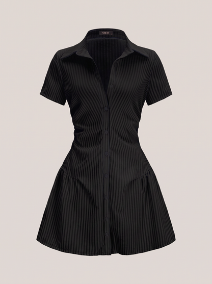 Striped V-Neck Short Sleeve Mini Dress - view 9