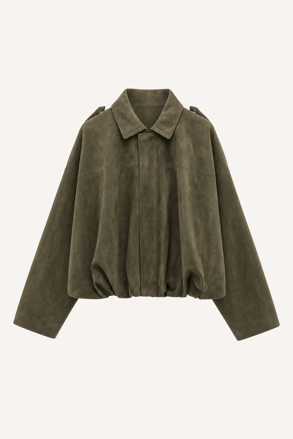 Suede-like cropped jacket with point collar