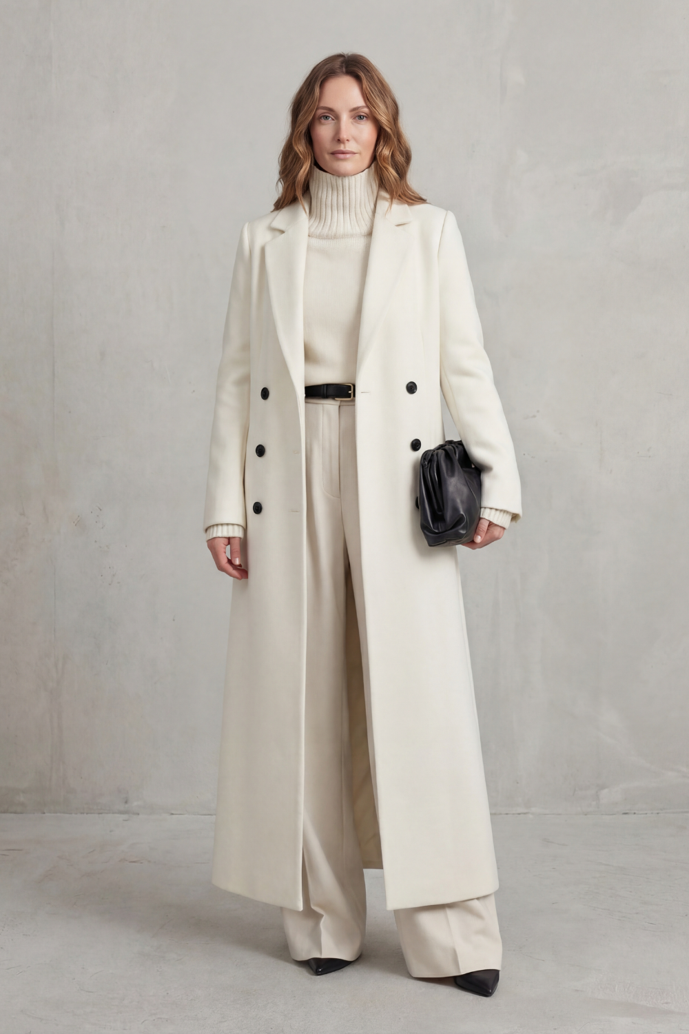 Wool blend long double breasted coat - view 15