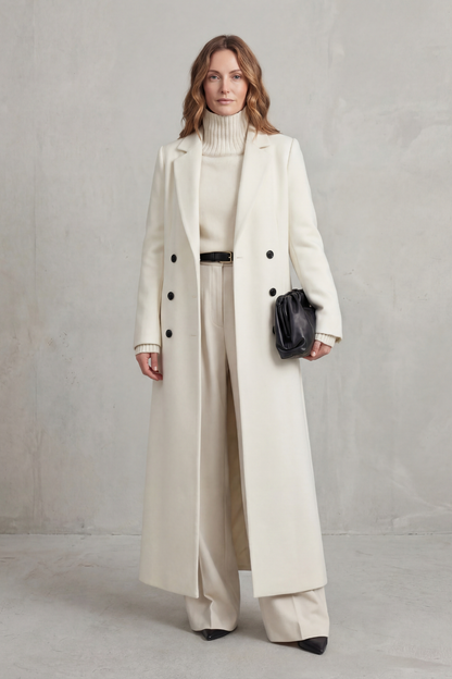 Wool blend long double breasted coat - view 15