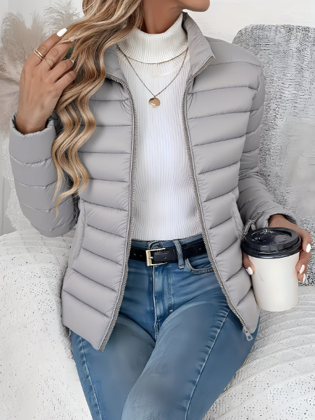 Lightweight quilted spring jacket with stand collar - view 7
