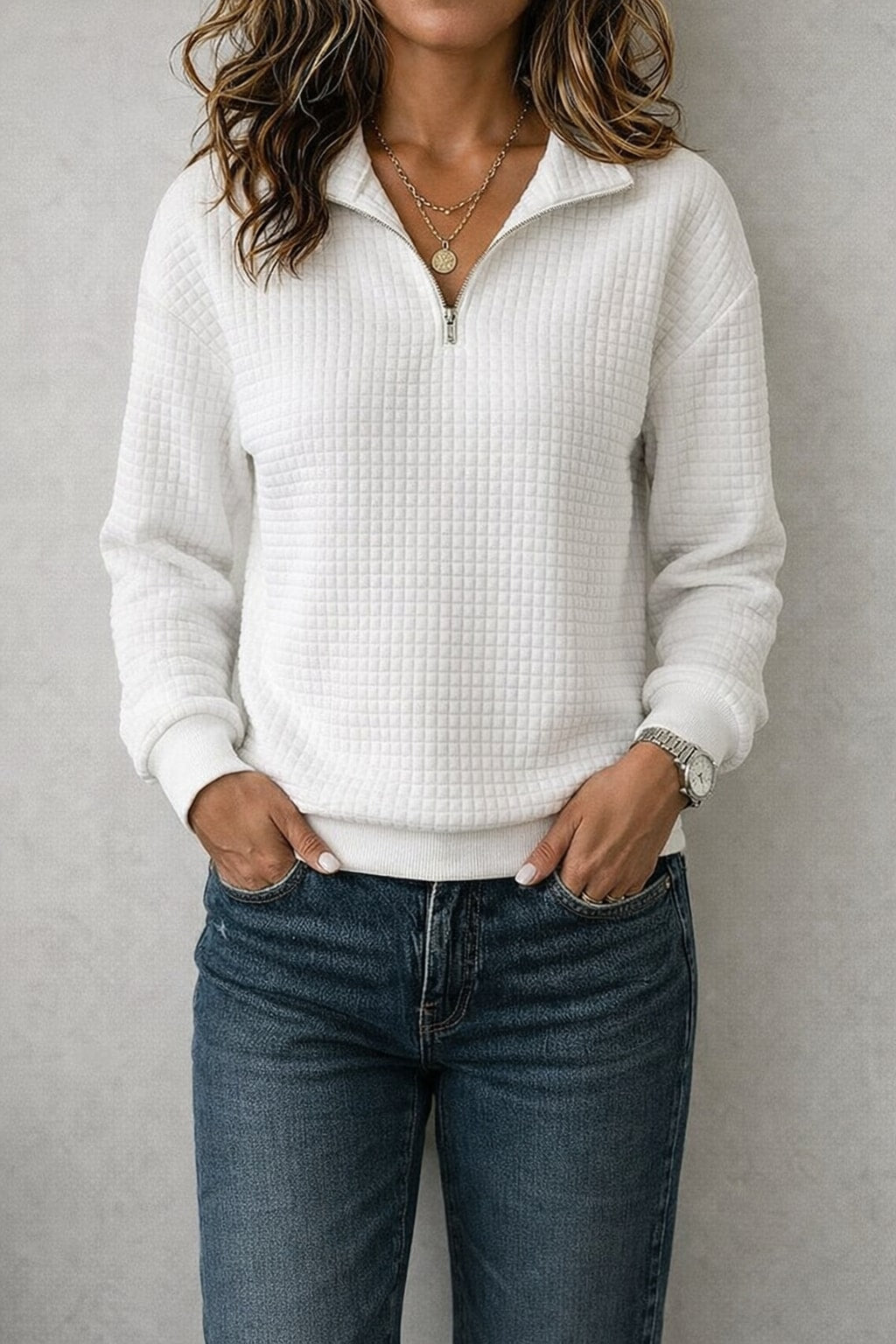 Cozy Pullover with Stand Collar - 3