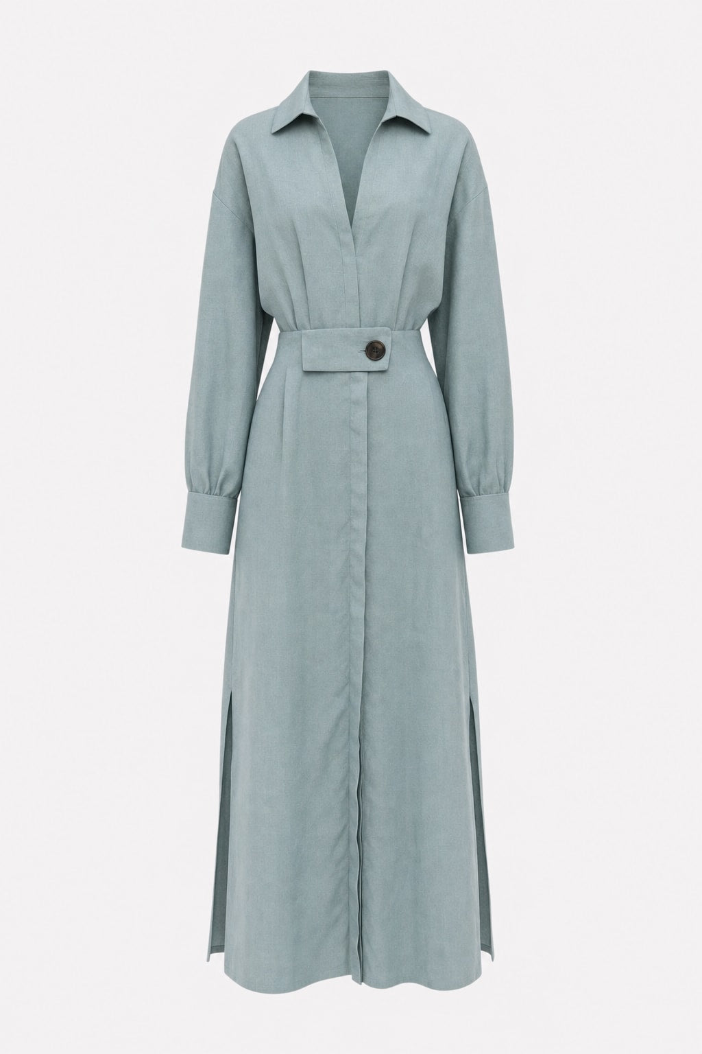 Tied-Waist Shirt Maxi Dress - 1