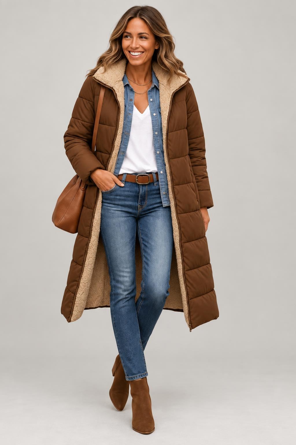 Quilted Longline Puffer Coat With Hood - 9