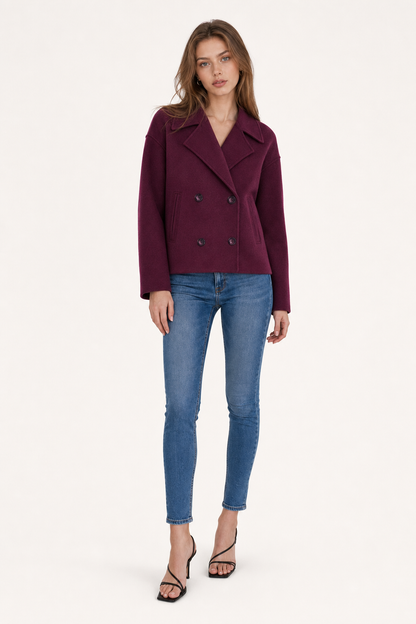 Cropped Double-Breasted Blazer, Pointed Lapels - view 4