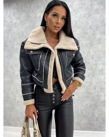 Cropped Tailored Leather Jacket - view 3