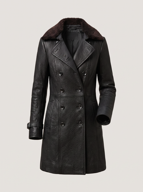 Tailored trench coat in textured fabric