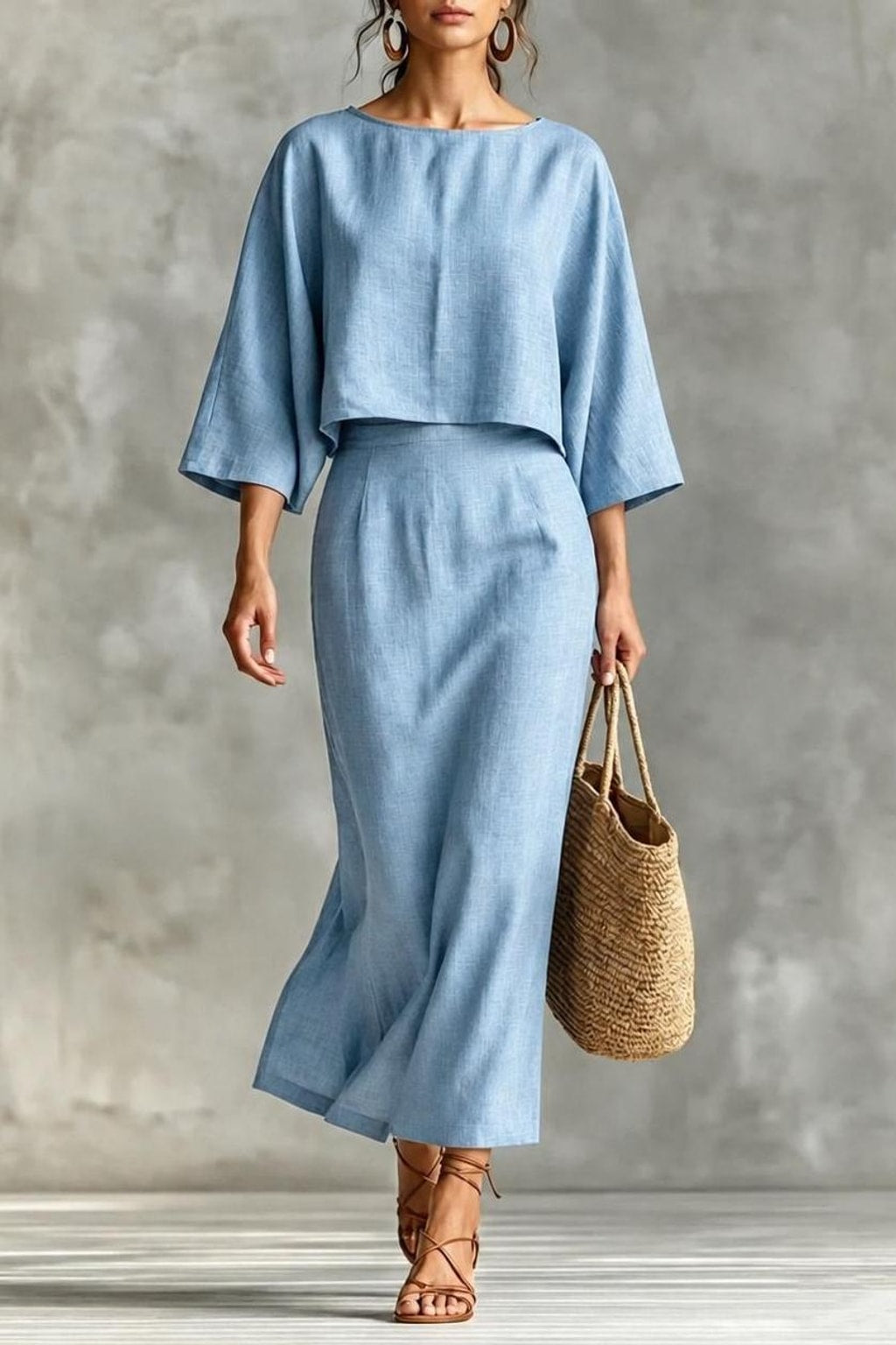 Polyester Two Piece Set With Round Neck - 5