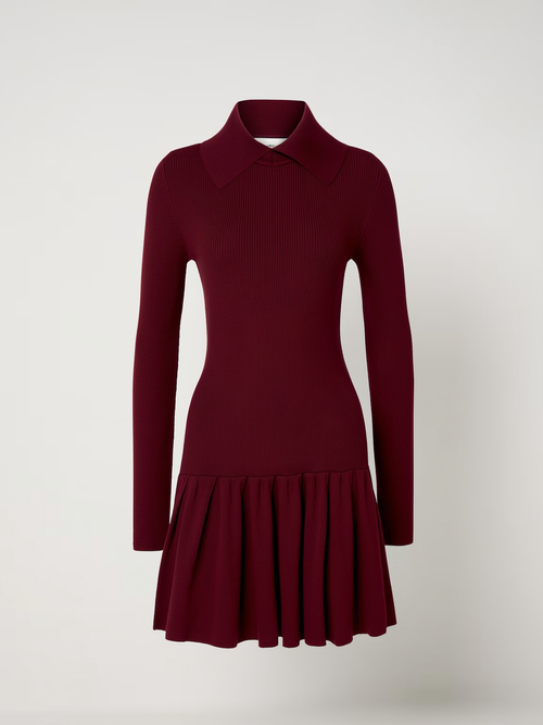 Coffee Ribbed Knit Turtleneck Mini Dress