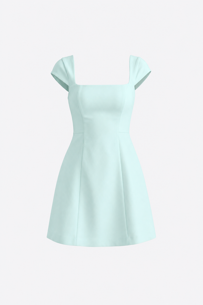 White satin A-line cap sleeve dress - view 12