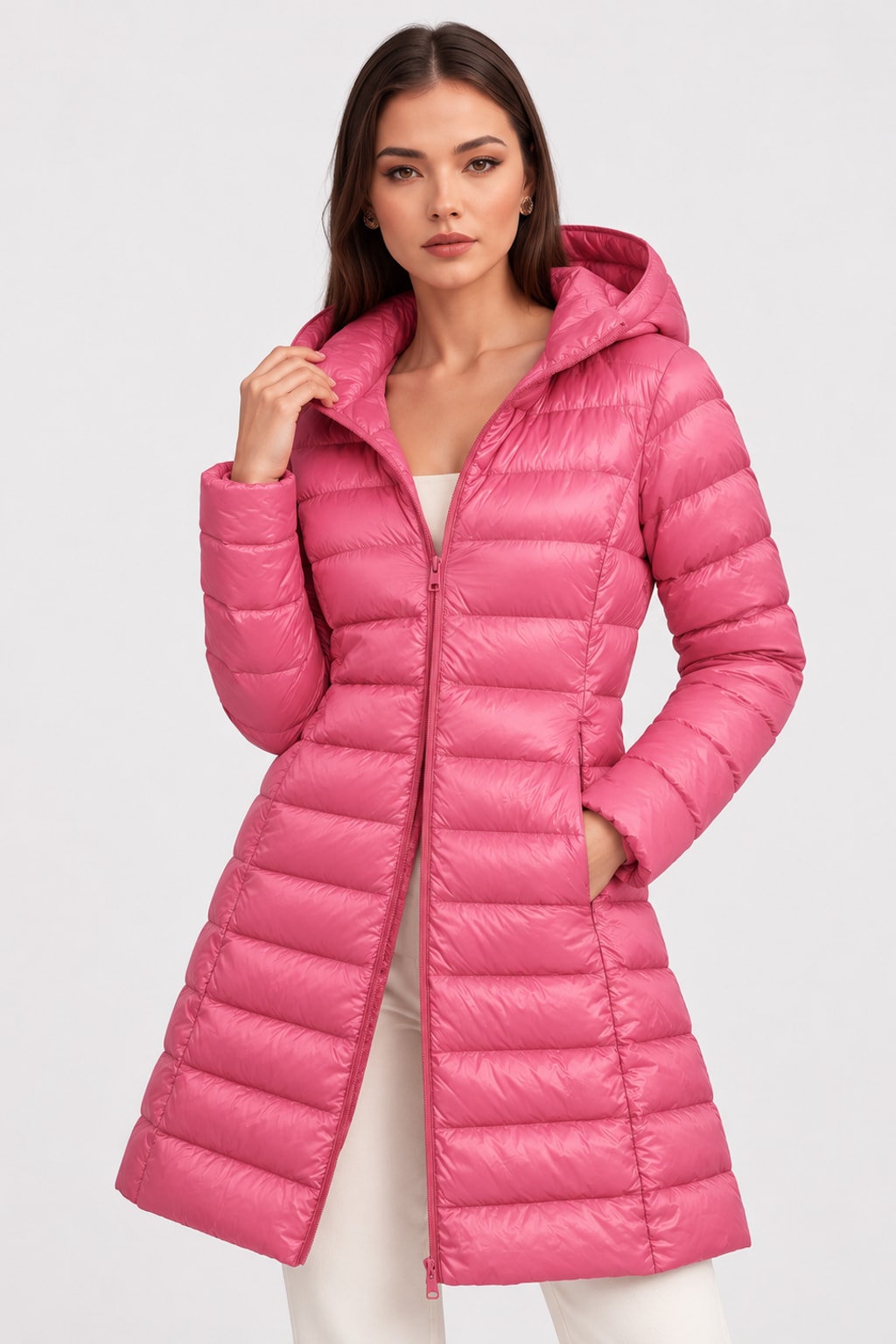 Quilted Outerwear Puffer Jacket With Hood - 6