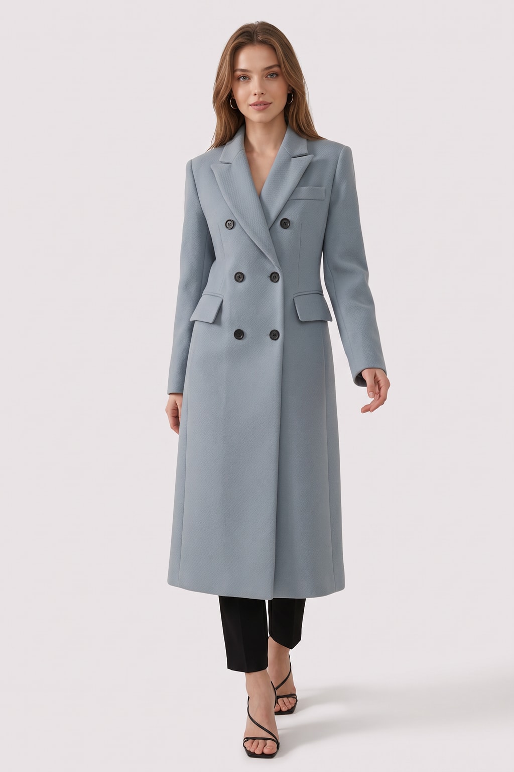 Wool Coat Double-Breasted Tailored Winter Style - 4