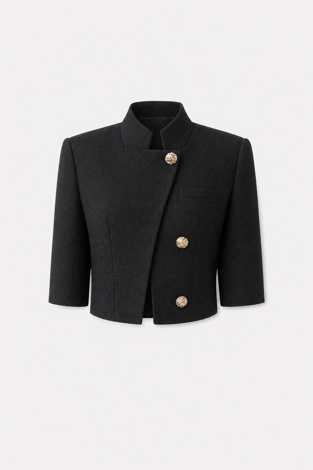 Stand Collar Metal Button Blazer