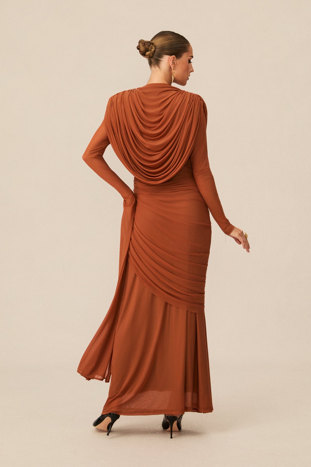 Mesh Cowl Neck Maxi Dress - view 4