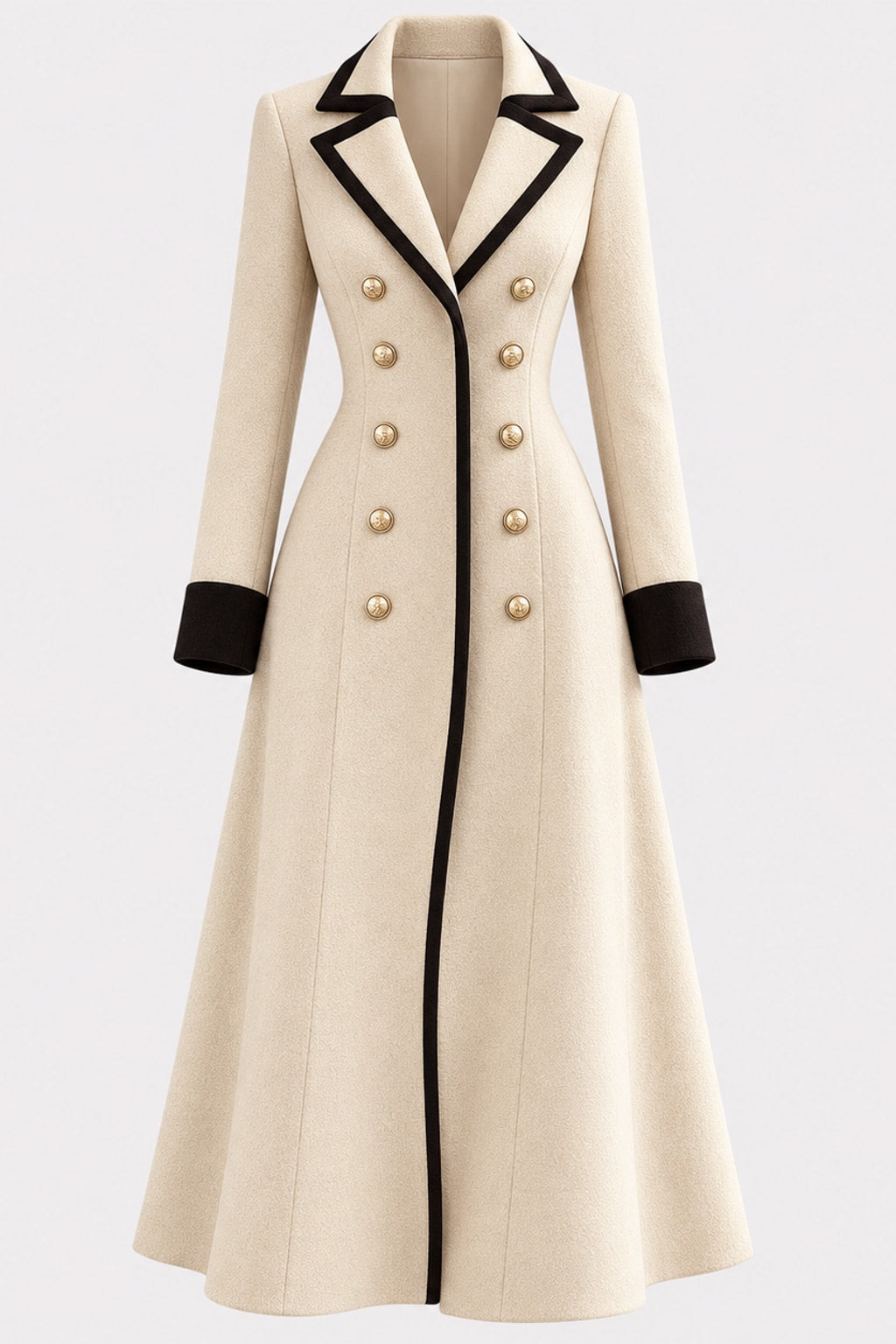 Knit Trench Coat Double Breasted Lapel Jacket - 1
