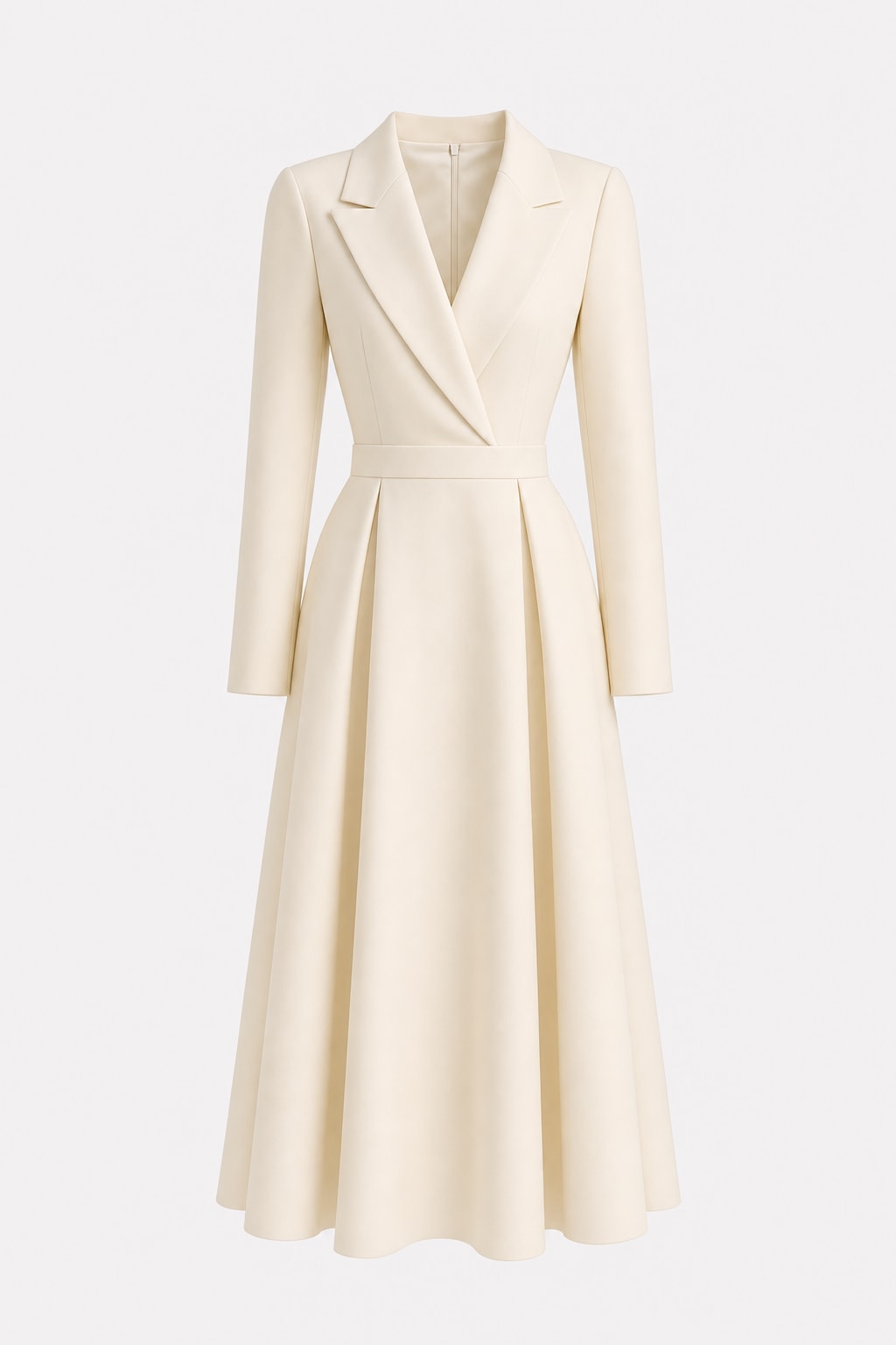 Elegant Polyester Lapel Midi Dress With Waist Pocket - 1