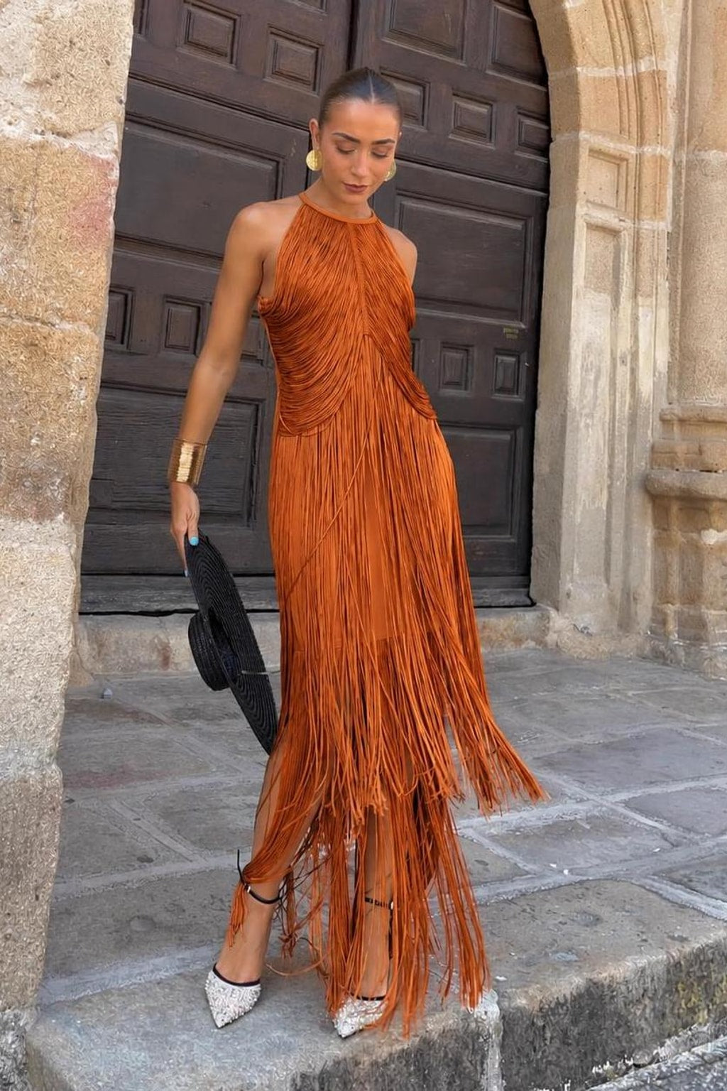 Polyester Maxi Dress With Halter Neck - 4